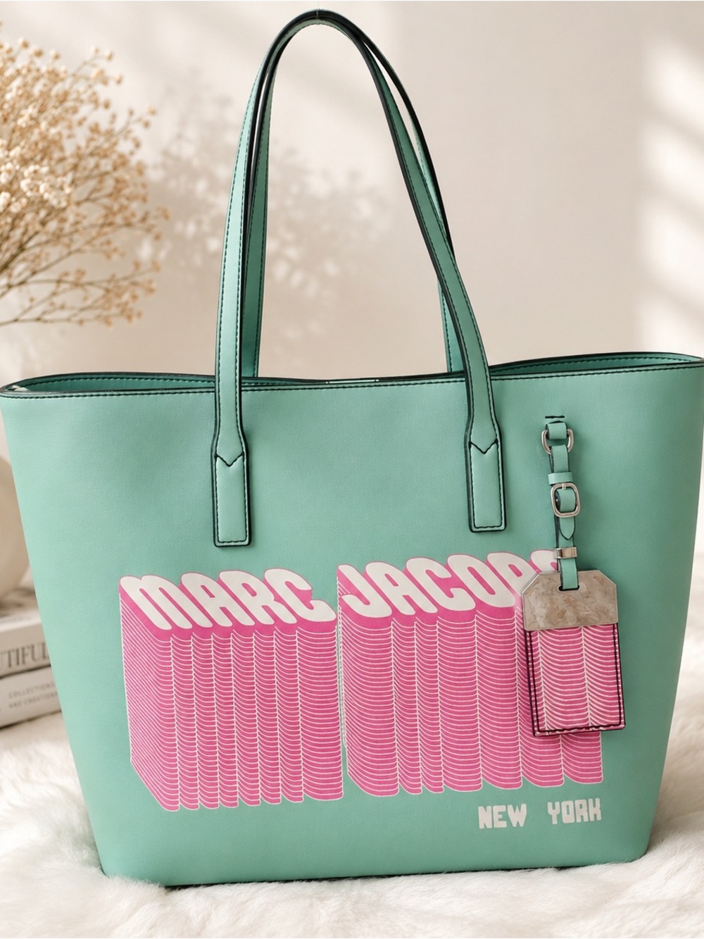 Marc Jacobs New York City Tote Bag Mint Green Pink Limited Edition 🩷
